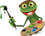 frog holding paintbrush and palette