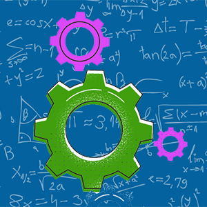 gears on background of math equations