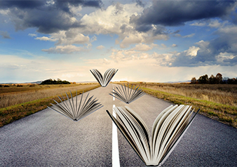 books flying down the highway