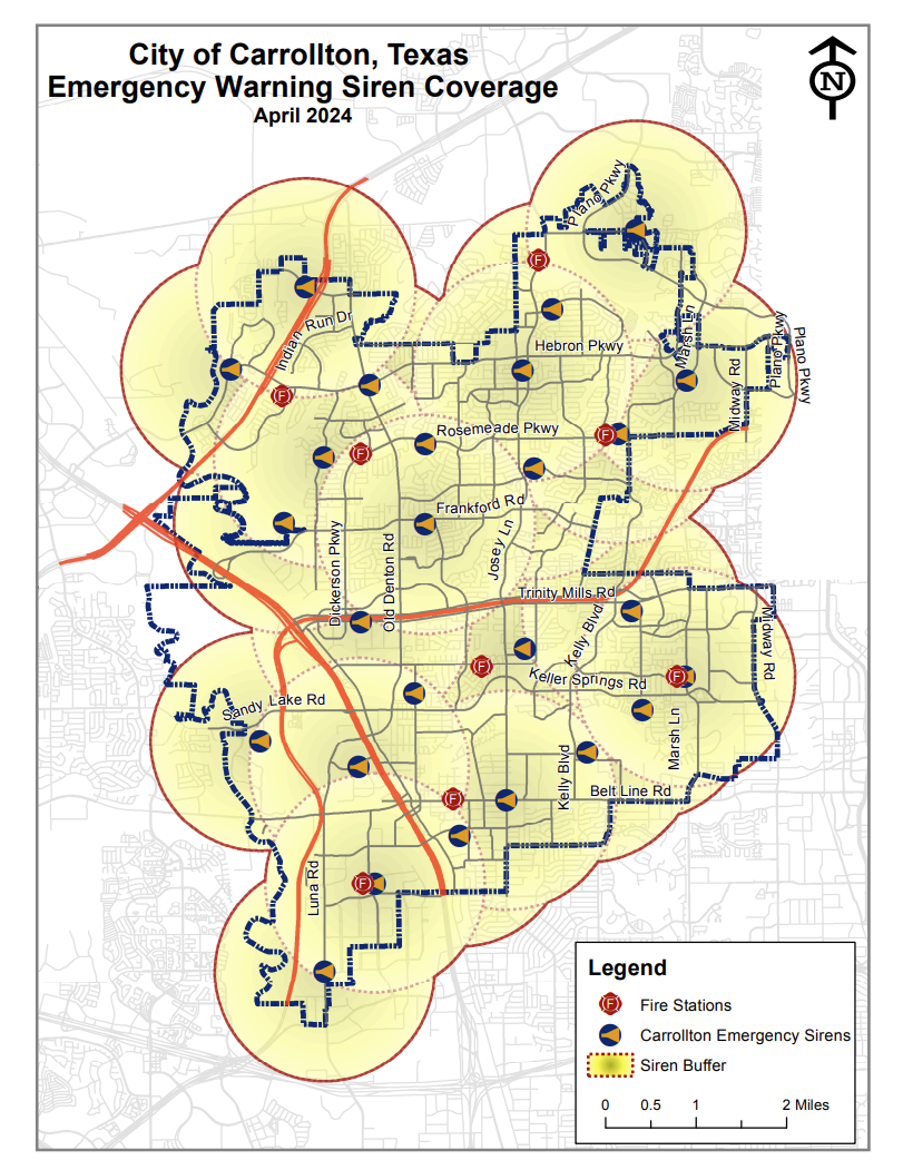 Emergency Warning Siren Coverage April 2024