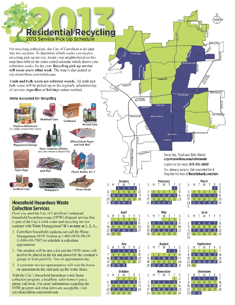 2013 recycling calendar map